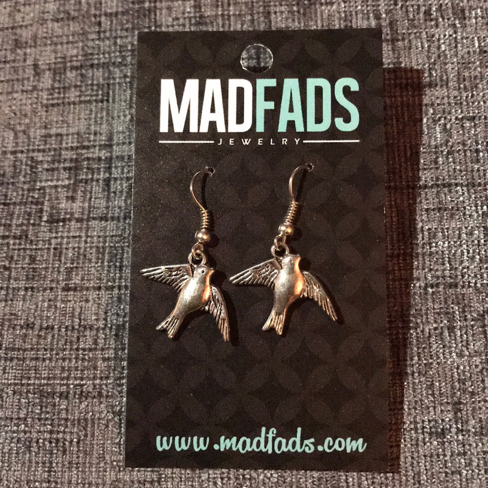 Silver Bird Drop Earrings